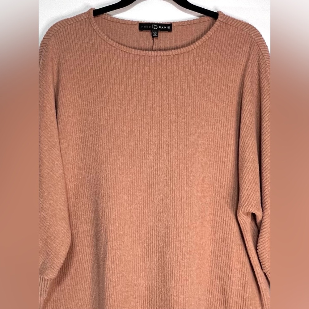 Fred David Blush Oversized Ribbed Knit Sweater Cozy Soft Warm Winter - Picture 4 of 10